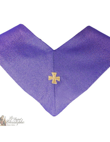 Étole prêtre brodée croix en gobelin mauve