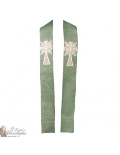 Cruz de duende bordada en la estola del sacerdote - color verde