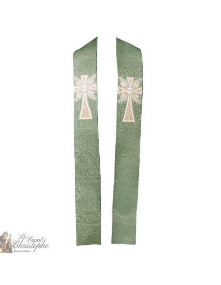 Stola prete ricamata Goblin cross ricamato - colore verde