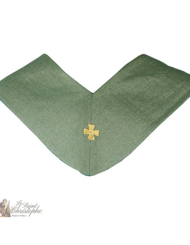 Étole prêtre brodée croix en gobelin - couleur vert
