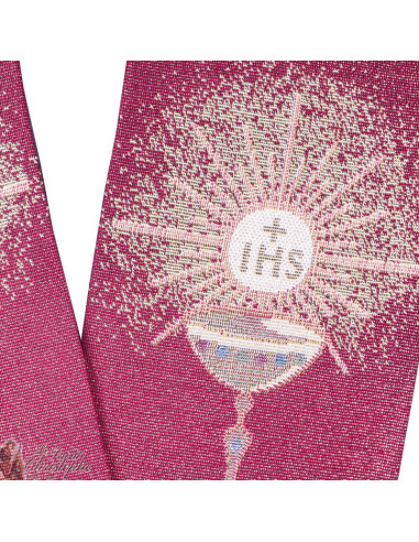 Priest stole embroidered with goblin chalice - red color