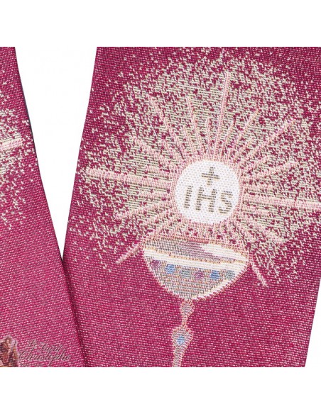 Priest stole embroidered with goblin chalice - red color