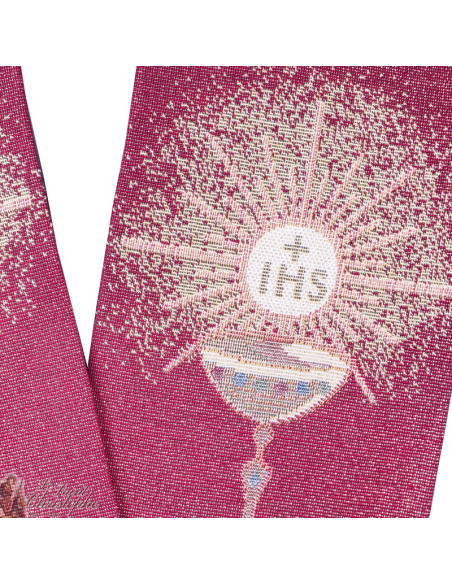 Stola da sacerdote ricamata con calice goblin - colore rosso