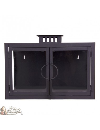Linterna de pared de hierro forjado gris negro - 2 velas