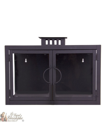 Lanterna da parete in ferro battuto grigio nero - 2 Candele