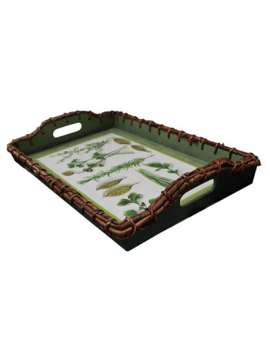 Decorated service tray in cottage style