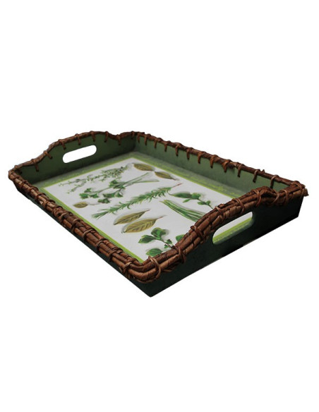 Decorated service tray in cottage style