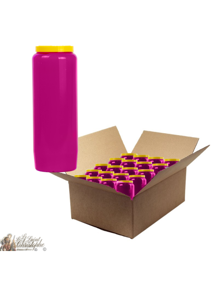 Bougies de neuvaine mauve - carton 20 pièces