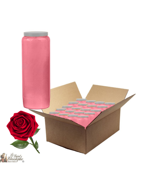 Bougies de neuvaine parfumée à la rose - carton 20 pièces