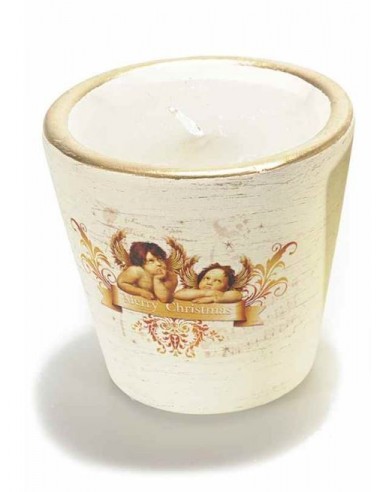 Bougie pot céramique avec petits anges