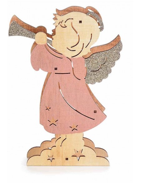 Sparkling and bright wooden angel