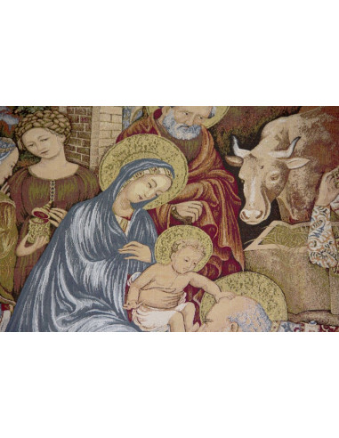Tapisserie de la nativité - crèche de noël - 140 x 110 cm