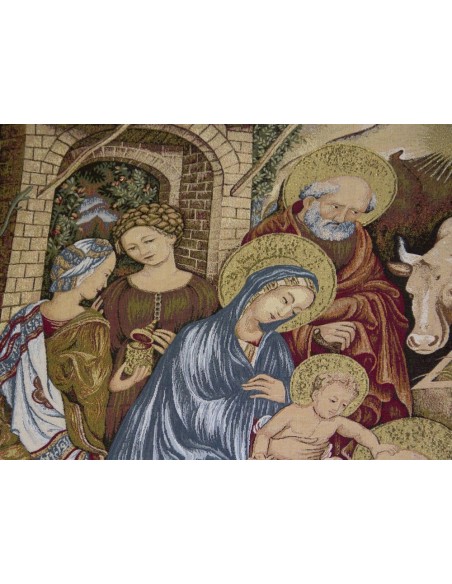 Tapisserie de la nativité - crèche de noël - 140 x 110 cm