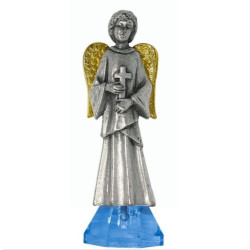 Engelsstatue mit einem versilberten Metallkreuz - 7 cm