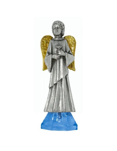 Statua dell'angelo che porta un calice in metallo argentato - 7 cm