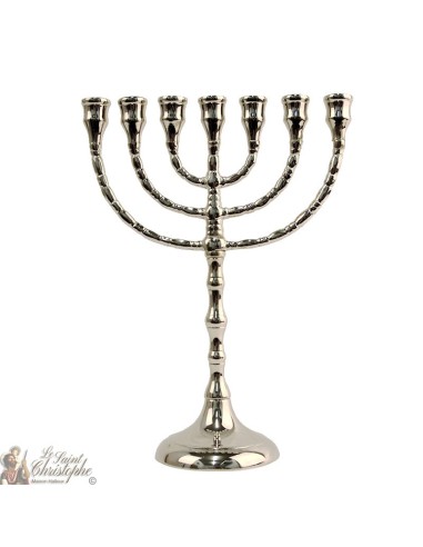 Menorah candlestick with 7 branches silver plated - 25 cm