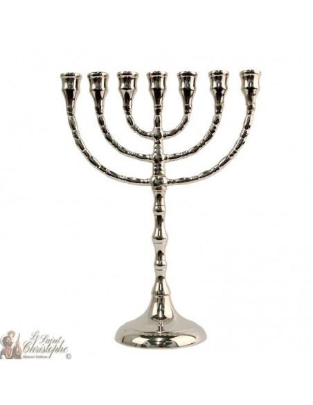 Menorah-Kerzenhalter mit 7 Zweigen versilbert - 25 cm