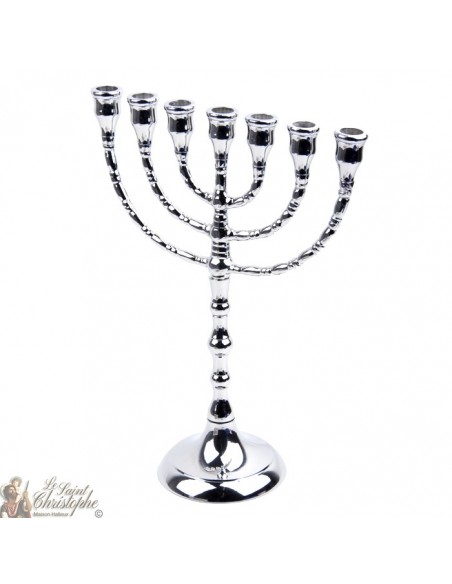 Menorah-Kerzenhalter mit 7 Zweigen versilbert - 25 cm