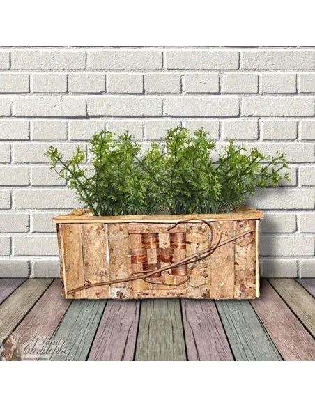 Cache pot en bois rectangulaire