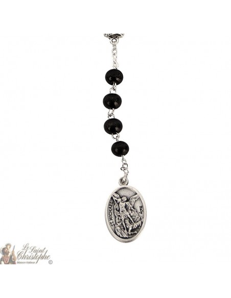Chapelet Saint Michel - perles de bois noires