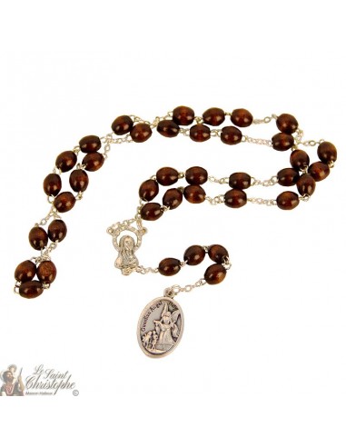 Chapelet Saint Michel - perles de bois brunes