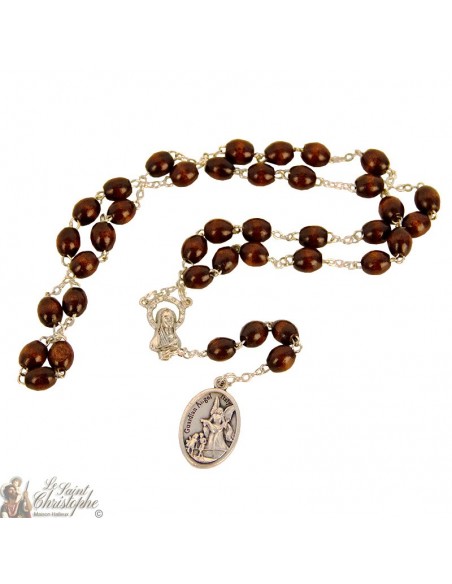 Chapelet Saint Michel - perles de bois brunes