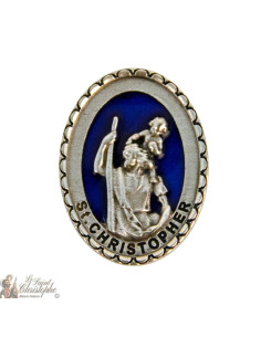 Pegatina magnética de San Cristóbal con fondo azul