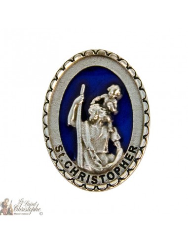 Magnetic Saint Christopher sticker with blue background