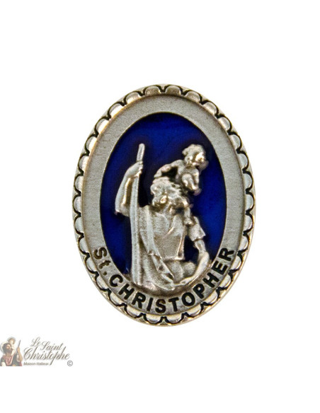 Magnétique autocollant Saint Christophe à fond bleu