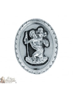 Magnetico autoadesivo San Cristoforo ovale d'argento