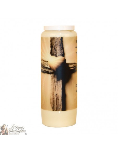 Weiße Novenkerze für die Toten - Kreuz