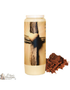 Candela Novena per il defunto, profumo di sandalo - Croce