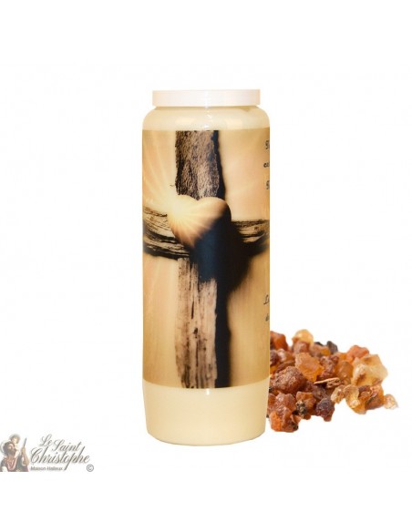 Vela de novena para el difunto, con aroma a mirra - Cruz