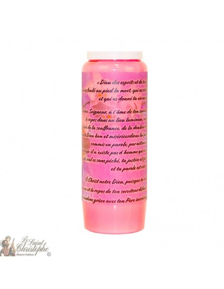 Pink Novena Candle for the deceased - Flowers