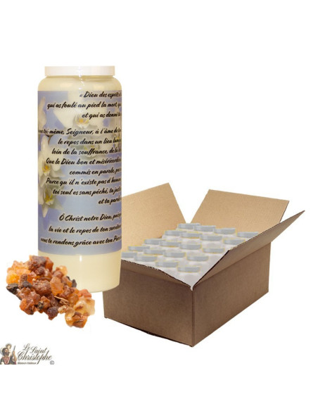 Novena candle for deceased myrrh scent - Flowers - box 20 pieces