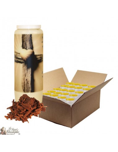 Novenkerze für den Duft von totem Sandelholz - Kreuz - Schachtel 20 Stück