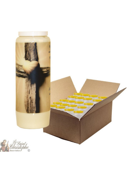 White Novena Candle for Deceased - Cross - 20 pieces