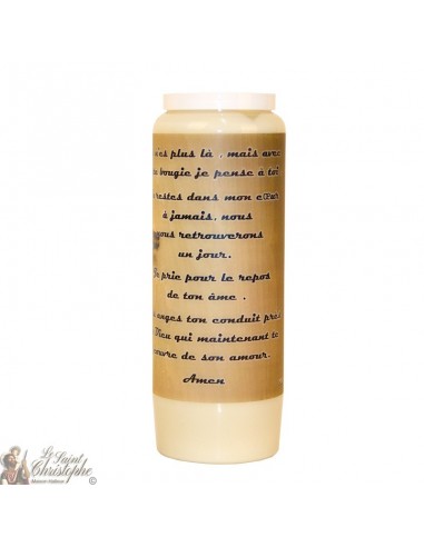 Bougie de neuvaine blanche pour défunt - Croix - 20 pièces