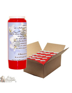 Bougie de neuvaine rouge pour défunt - Fleurs - 20 pièces