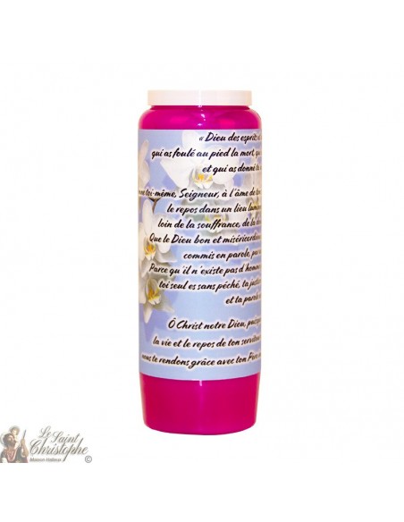 Bougie de neuvaine mauve pour défunt - Fleurs - 20 pièces
