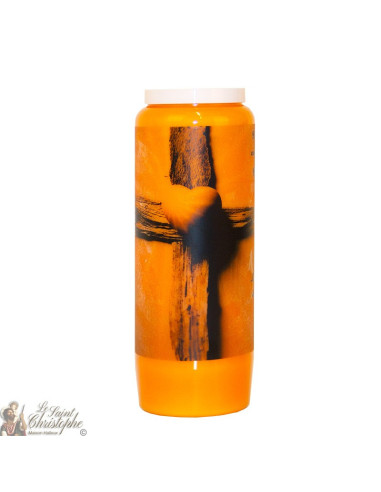 Orange Novena Candle for Deceased - Cross - 20 pieces