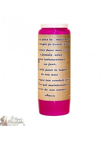 Bougie de neuvaine mauve pour défunt - Croix - 20 pièces