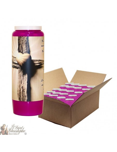 Purple Novena Candle for the deceased - Cross - 20 pieces