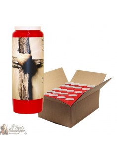 Vela de novena roja para los difuntos - Cruz - 20 piezas