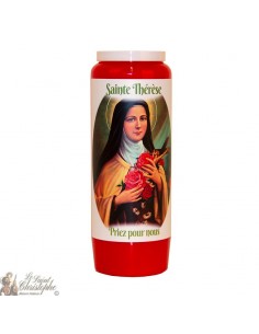 Bougie de neuvaine rouge pour Sainte Thérèse de Lisieux