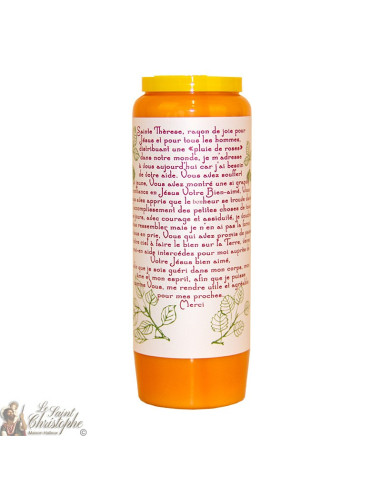 Bougie de neuvaine orange pour Sainte Thérèse de Lisieux