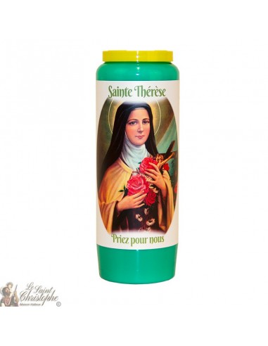 Grüne Novenkerze für die Heilige Therese von Lisieux