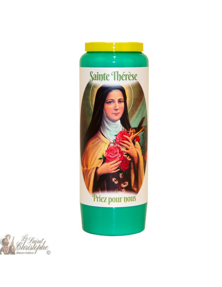Green Novena Candle for Saint Therese of Lisieux