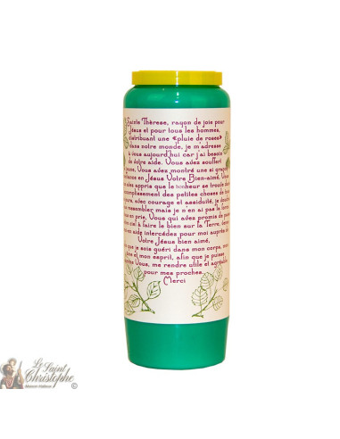 Green Novena Candle for Saint Therese of Lisieux