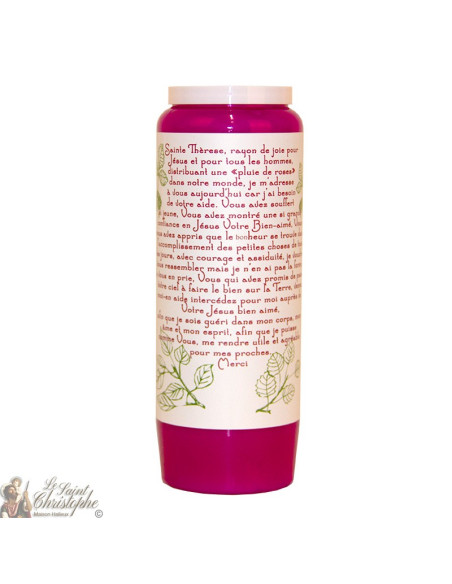Bougie de neuvaine mauve pour Sainte Thérèse de Lisieux